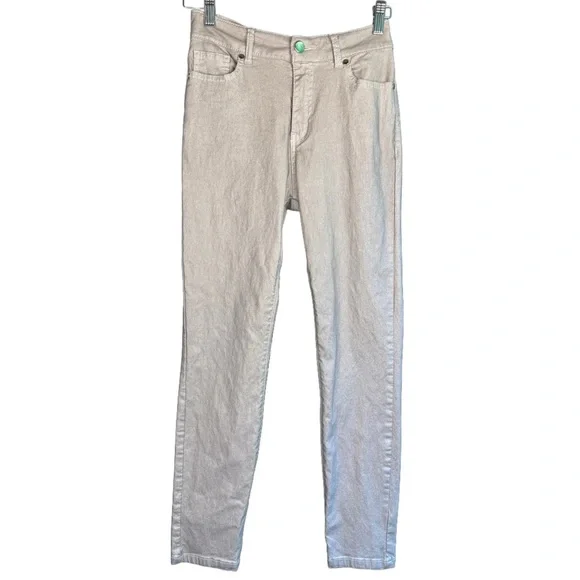 Boston Proper Metallic Coated Slim-Straight Jean | Silver | Size 8 - Picture 2 of 6